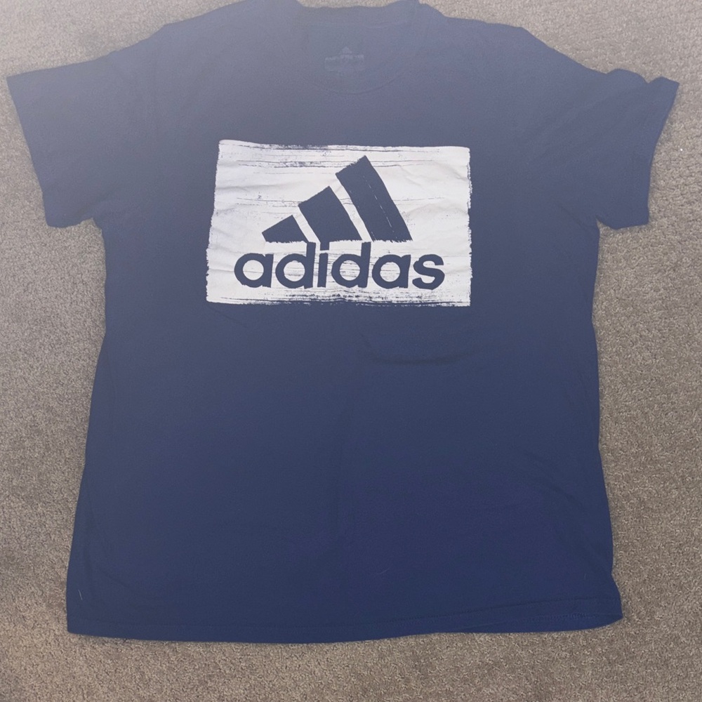 Men’s Adidas Blue Tee with White Logo SZ L